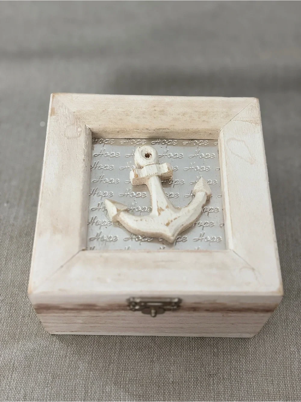 Wooden Anchor Jewelry Box Organizer - Whitewashed